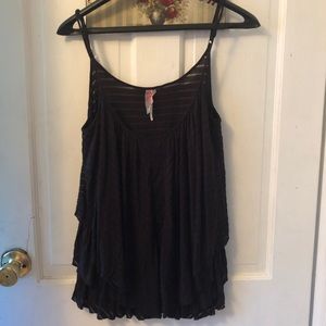 Free People black semi sheer tank Sz. L